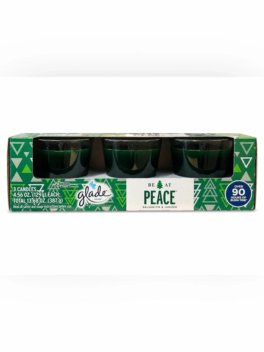 Glade Winter Collection Be At Peace Balsam Fir & Juniper 4.56 oz Candles 3-Pack